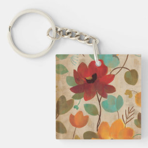Colourful Flowers and Buds Key Ring