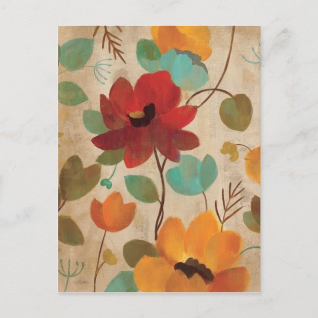 Colourful Flowers and Buds Postcard (Front)