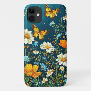 Colourful Flowers and Butterflies Spring Floral  iPhone 11 Case