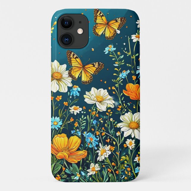 Colourful Flowers and Butterflies Spring Floral  Case-Mate iPhone Case (Back)