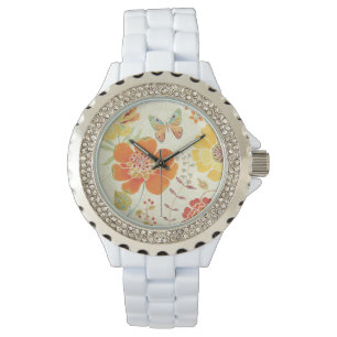 Colourful Flowers and Butterflies Watch