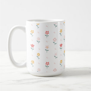 Colourful Flowers and Butterfly Pattern Coffee Mug