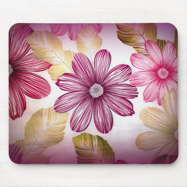 Colourful Flowers And Leafs Mouse Pad (Front)