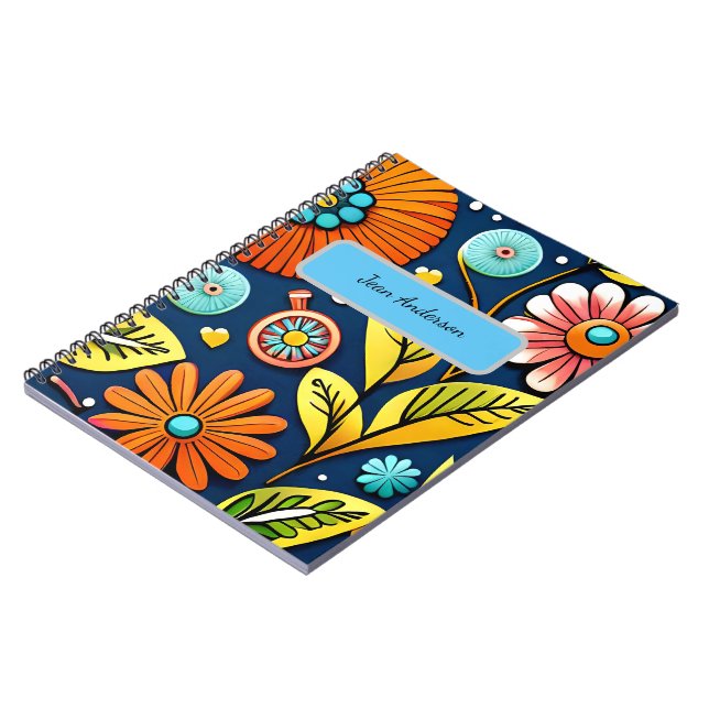 Colourful flowers and leaves Spiral Photo Notebook (Left Side)
