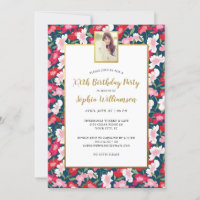 Colourful Flowers, Any Age Add Photo Birthday Part