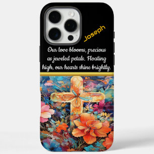 Colourful Flowers Around a Cross iPhone 16 Pro Max Case
