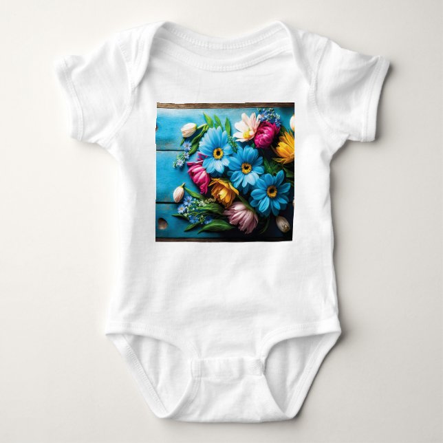 Colourful Flowers Baby Bodysuit (Front)