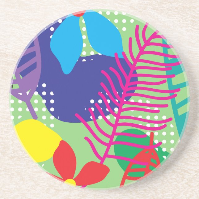 Colourful flowers background coaster (Front)