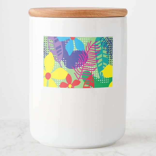 Colourful flowers background food label (Front)