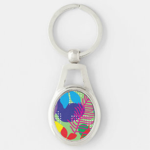 Colourful flowers background key ring