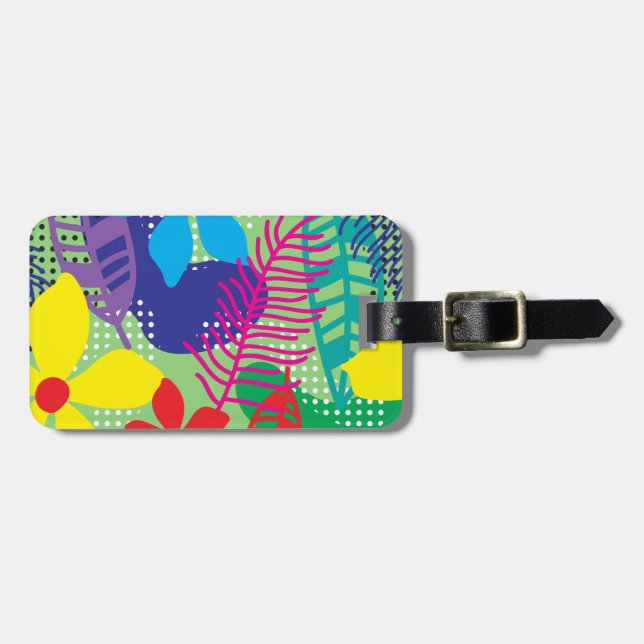 Colourful flowers background luggage tag (Front Horizontal)