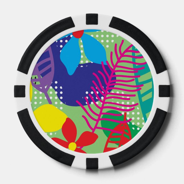 Colourful flowers background poker chips (Front)