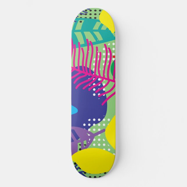 Colourful flowers background skateboard (Front)