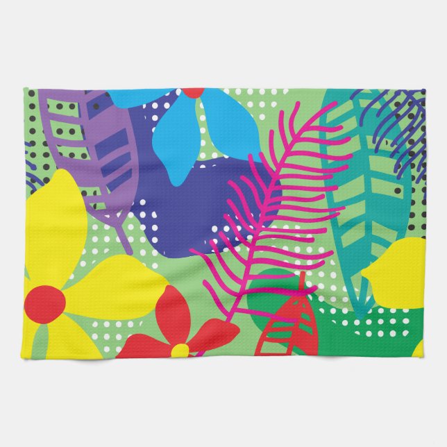 Colourful flowers background tea towel (Horizontal)