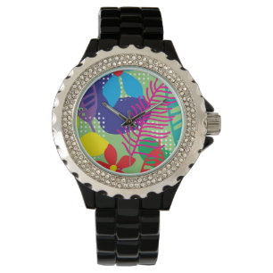 Colourful flowers background watch