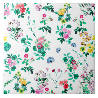 Colourful Flowers Beautiful Floral Ceramic Tile