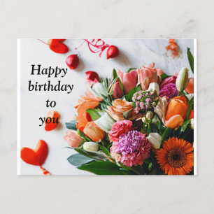 "Colourful Flowers Birthday Invitation Postcard" Postcard