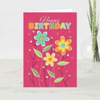 Colourful Flowers Birthday Thank You Card