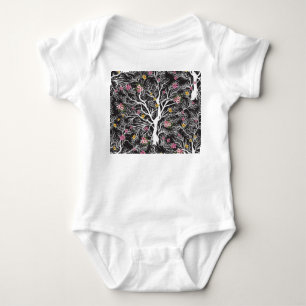 Colourful Flowers: Black Tree Seamless Baby Bodysuit