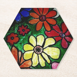 colourful flowers   blooms  paper coaster