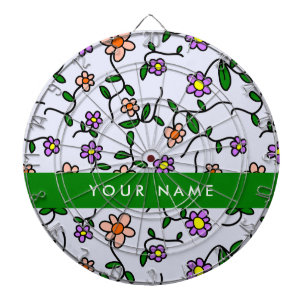 Colourful Flowers, Blue Background, Green Dartboard