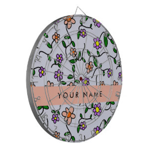 Colourful Flowers, Blue Background, Orange Dartboard