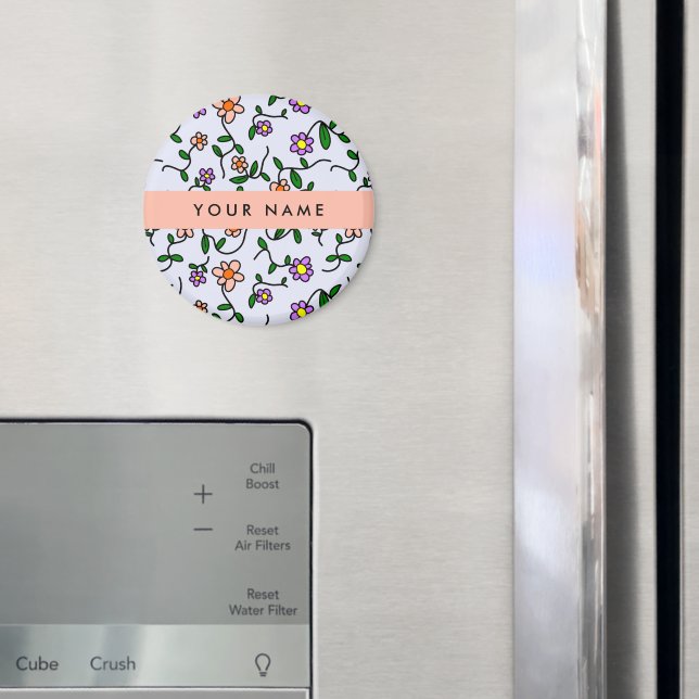Colourful Flowers, Blue Background, Orange Magnet (In Situ (Fridge))
