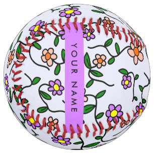 Colourful Flowers, Blue Background, Purple Softball