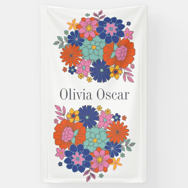 Colourful Flowers Boho Bright Floral Illustration Banner (Vertical)
