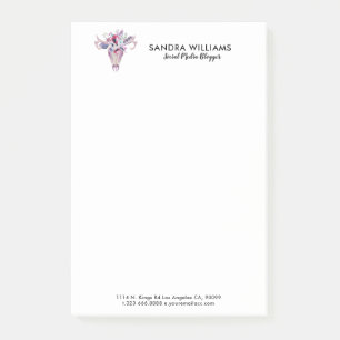 Colourful flowers boho skull illustration post-it notes