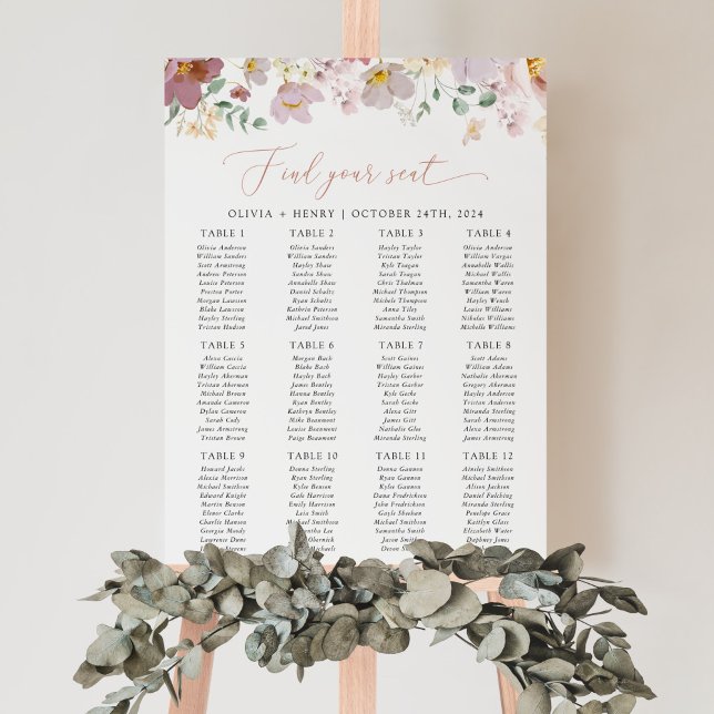 Colourful Flowers, Boho, Wedding Seating Chart (Creator Uploaded)
