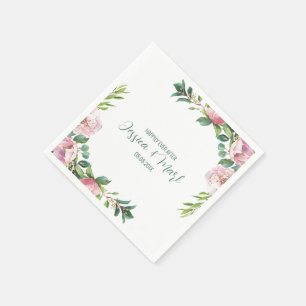 Colourful flowers border wedding design napkin