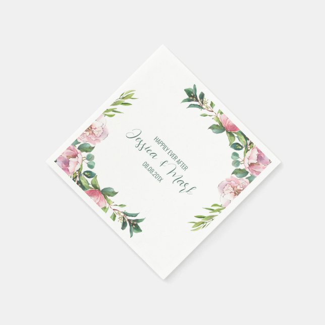 Colourful flowers border wedding design napkin (Corner)