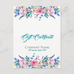 Colourful Flowers Bouquet Gift Certificate Postcard