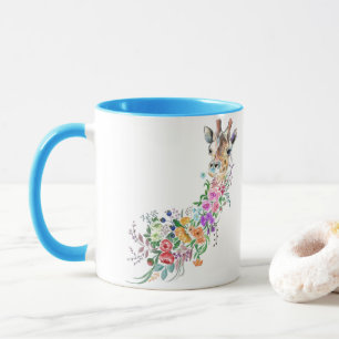 Colourful Flowers Bouquet Giraffe - Drawing Floral Mug