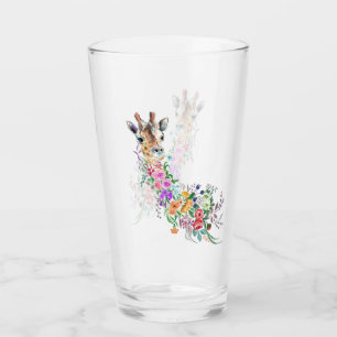 Colourful Flowers Bouquet Giraffe - Drawing Modern Glass