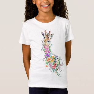Colourful Flowers Bouquet Giraffe - Drawing Modern T-Shirt