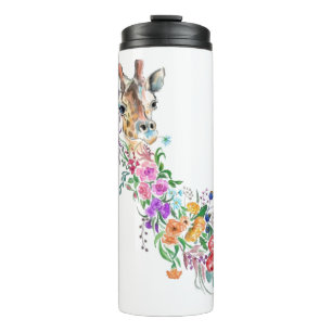 Colourful Flowers Bouquet Giraffe - Drawing Modern Thermal Tumbler