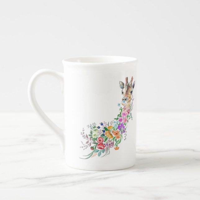 Colourful Flowers Bouquet Giraffe Mug (Left)