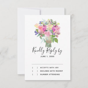 Colourful Flowers Bouquet RSVP Response Card