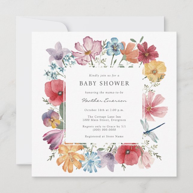 Colourful Flowers Bridal Shower Invitation (Front)