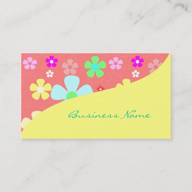 Colourful Flowers Business Cards (Front)