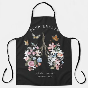 Colourful flowers, butterflies, lungs illustration apron