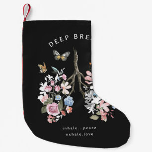 Colourful flowers, butterflies, lungs illustration small christmas stocking