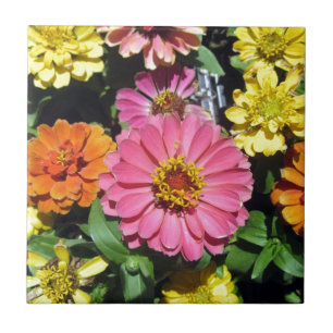 Colourful Flowers Ceramic Tile