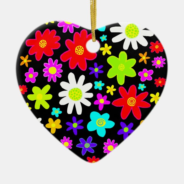Colourful Flowers Ceramic Tree Decoration (Front)