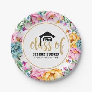 Colourful Flowers Circle Grad Design Paper Plate