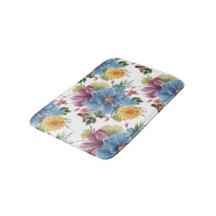 Colourful Flowers Collage Pattern Bath Mat