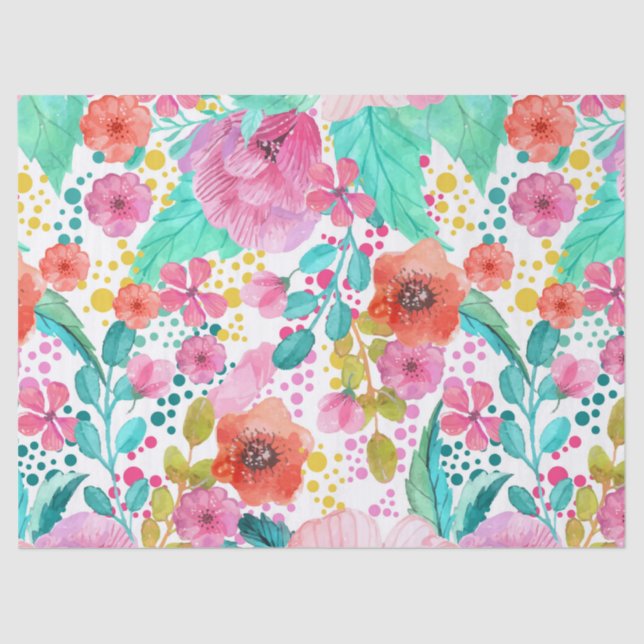 Colourful flowers collage pattern tissue paper (Front)