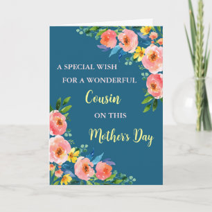 Colourful Flowers Cousin Happy Mother's Day Card